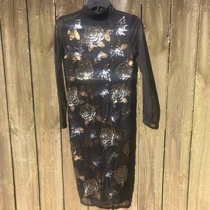 Thalia Sodi Black and Gold Sequin Dress